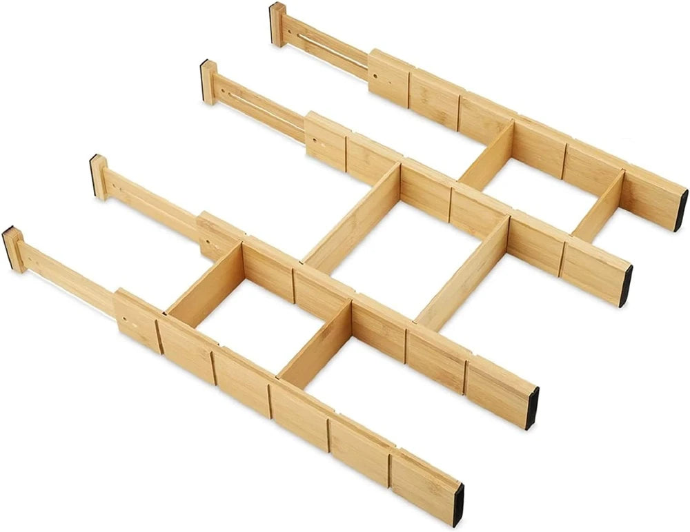 Adjustable Bamboo Drawer Dividers — Expandable Kitchen & Dresser Organizer