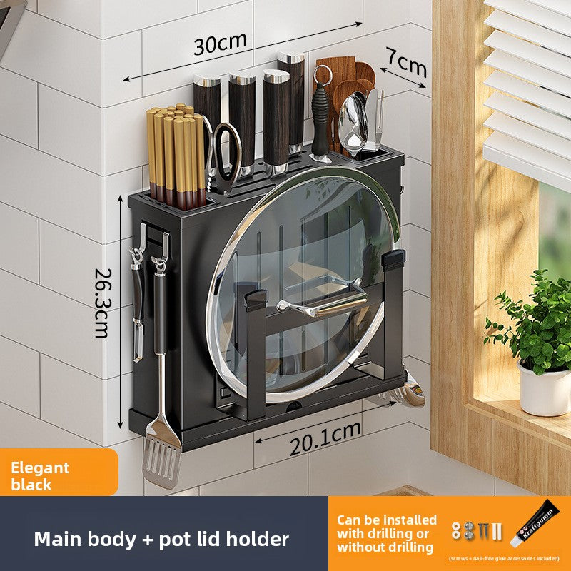 Wall Mount Knife Holder with Cutting Board Storage