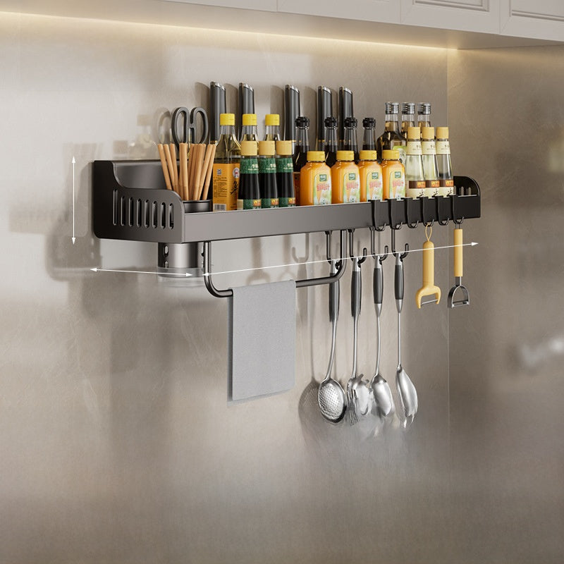 Wall Mounted Kitchen Organizer Rack | Multi-Hook Rail Storage