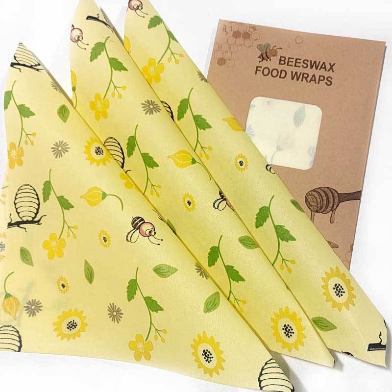 Reusable Beeswax Food Wraps | 3-Pack S/M/L — Eco-Friendly Plastic-Free