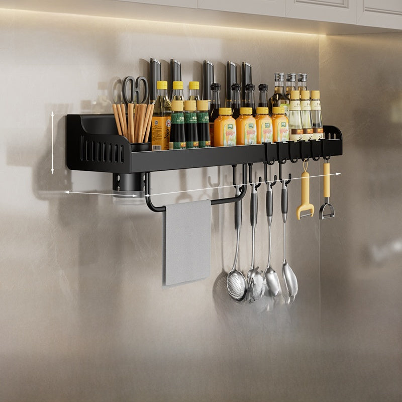 Wall Mounted Kitchen Organizer Rack | Multi-Hook Rail Storage