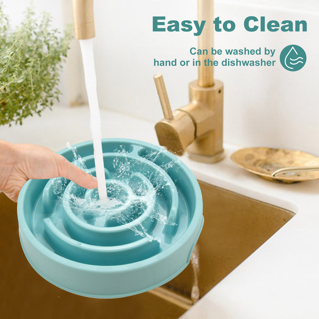 Slow Feeder Dog Bowl with Neck Guard — Anti-Bloat Raised Puzzle Bowl