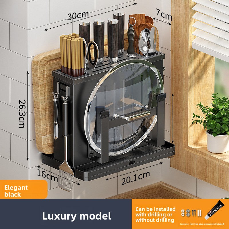 Wall Mount Knife Holder with Cutting Board Storage