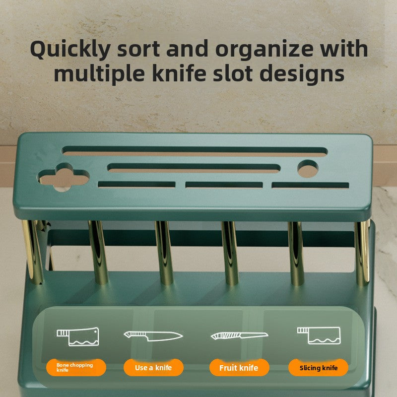 Countertop Kitchen Storage Rack — L-Shaped Knife, Chopstick & Utensil Organizer