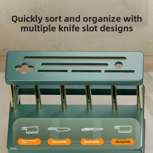 Countertop Kitchen Storage Rack — L-Shaped Knife, Chopstick & Utensil Organizer