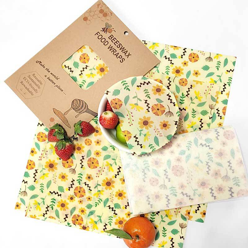 Reusable Beeswax Food Wraps | 3-Pack S/M/L — Eco-Friendly Plastic-Free