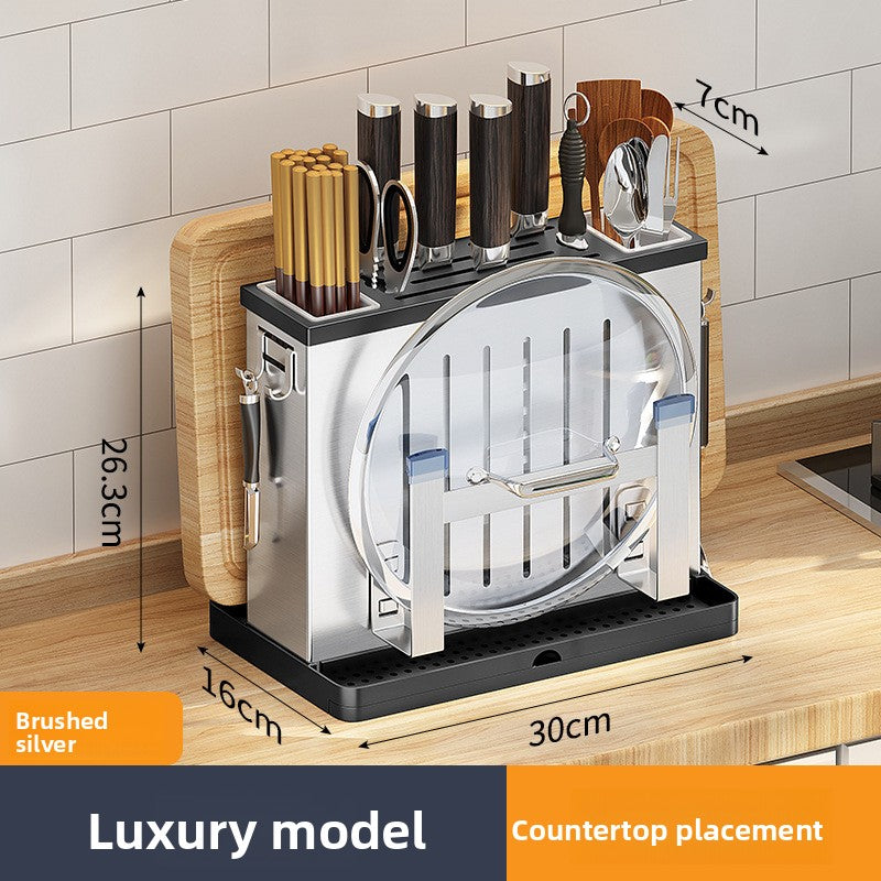 Wall Mount Knife Holder with Cutting Board Storage