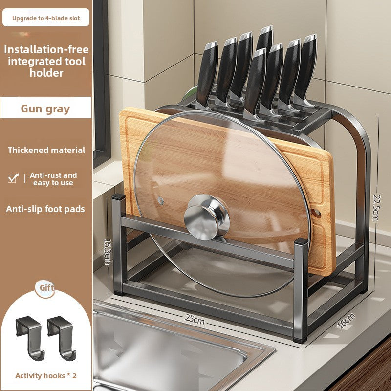 Kitchen Knife Storage Rack with Cutting Board Holder