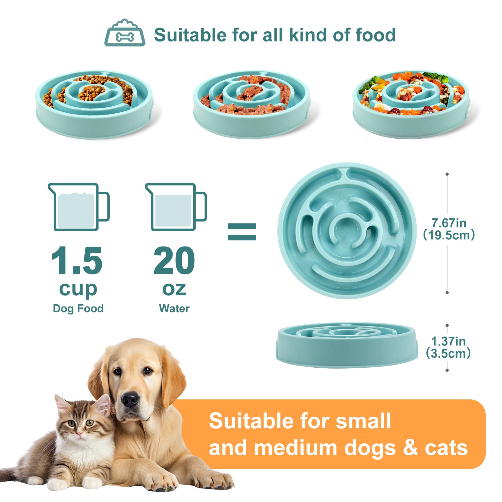 Slow Feeder Dog Bowl with Neck Guard — Anti-Bloat Raised Puzzle Bowl