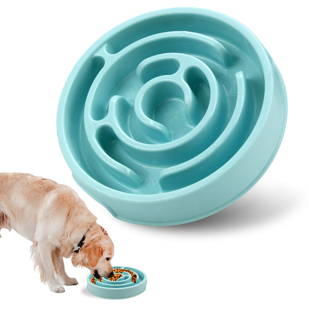 Slow Feeder Dog Bowl with Neck Guard — Anti-Bloat Raised Puzzle Bowl