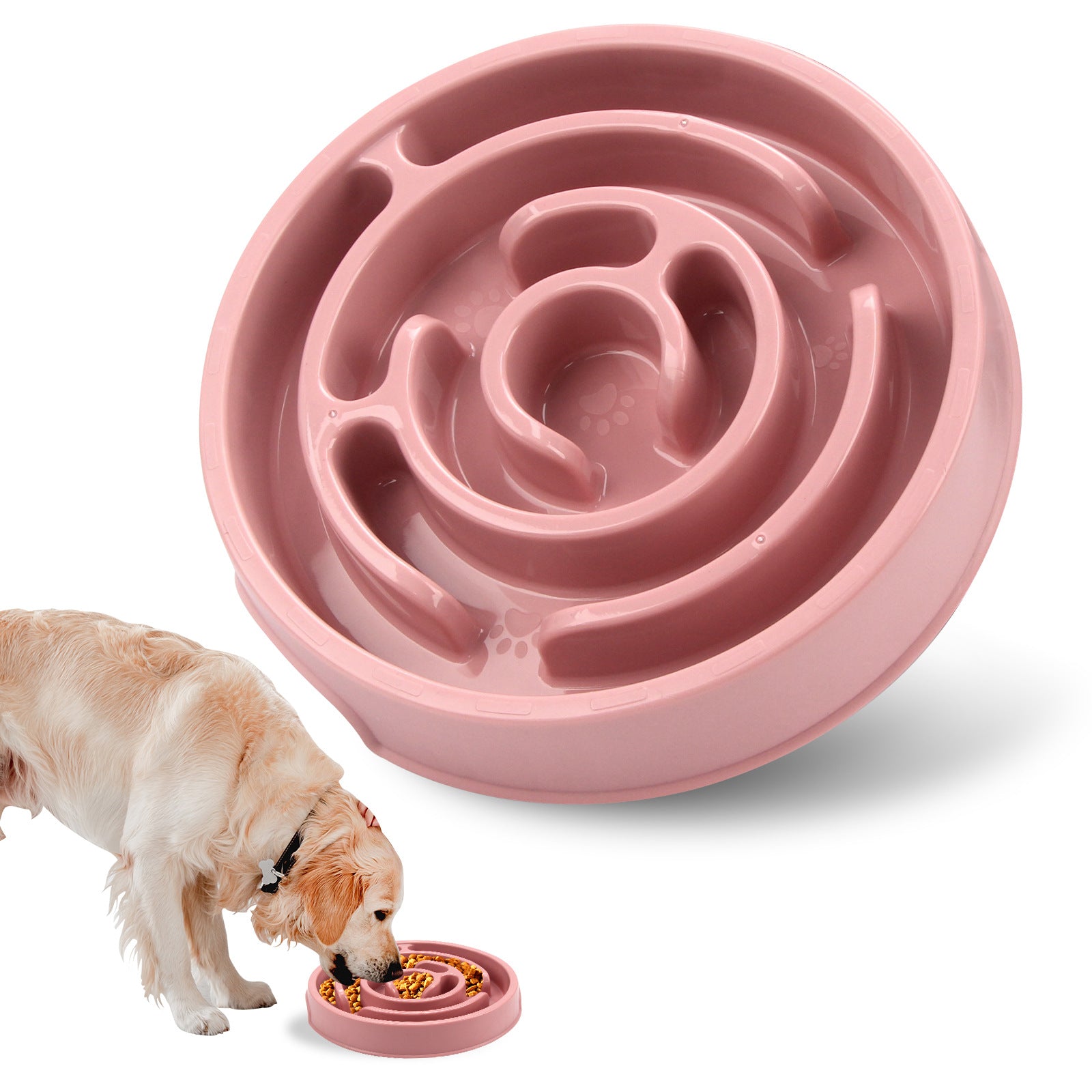Slow Feeder Dog Bowl with Neck Guard — Anti-Bloat Raised Puzzle Bowl