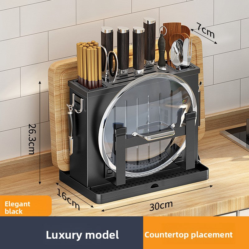 Wall Mount Knife Holder with Cutting Board Storage
