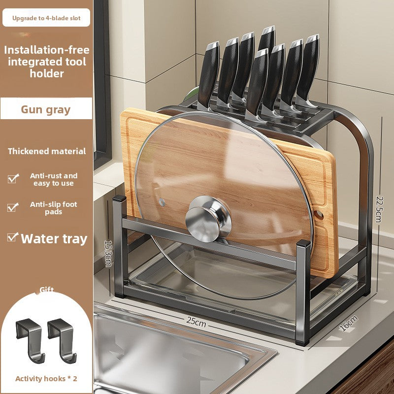 Kitchen Knife Storage Rack with Cutting Board Holder