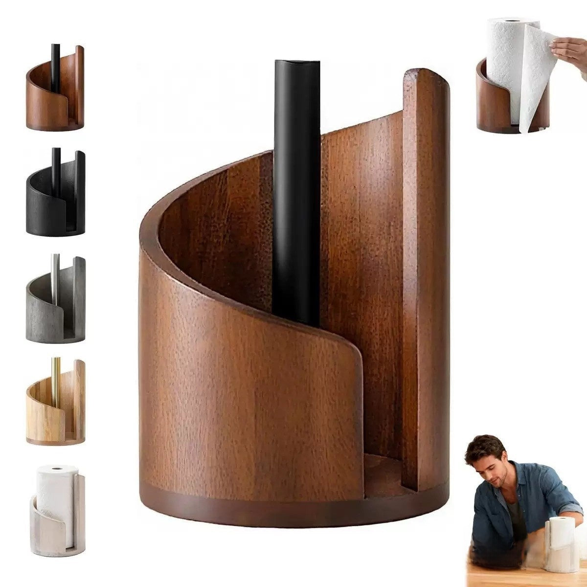 Wooden Desktop Paper Towel Holder