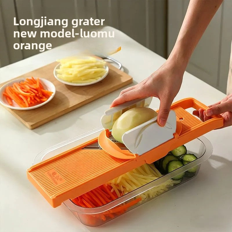 Multifunctional Vegetable Grater & Shredder — Safe Mandoline Slicer with Hand Guard