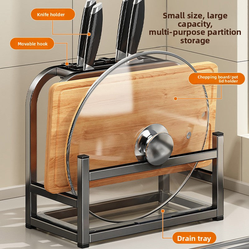 Multifunctional Kitchen Knife Storage Rack with Cutting Board Holder