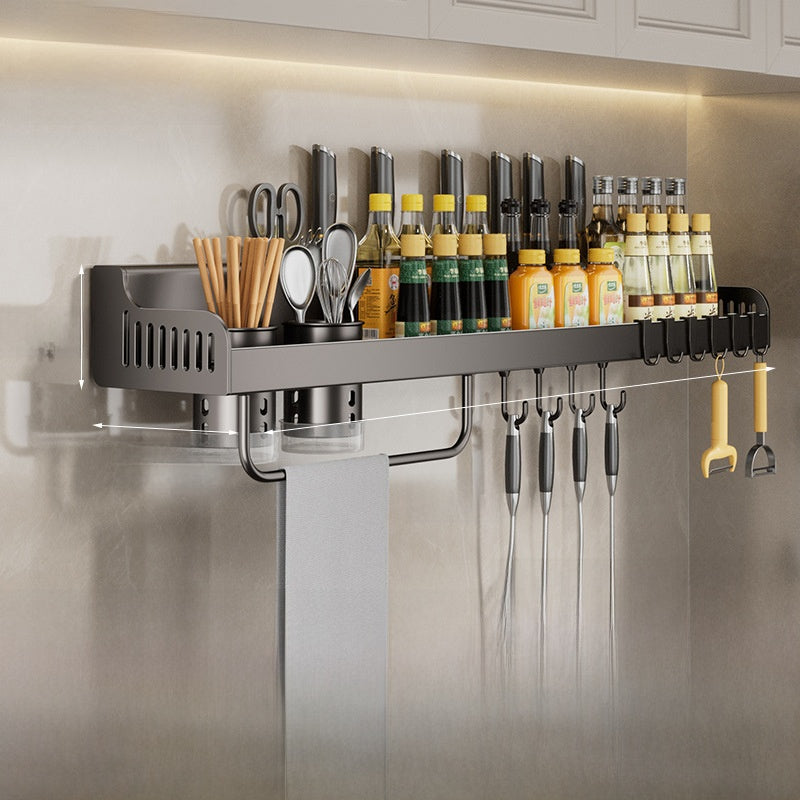Wall Mounted Kitchen Organizer Rack | Multi-Hook Rail Storage