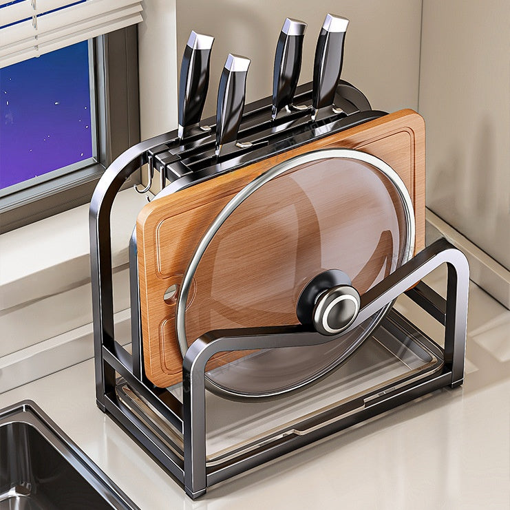 Multifunctional Kitchen Knife Storage Rack with Cutting Board Holder