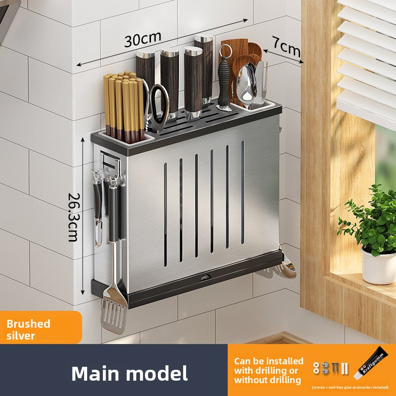 Wall Mount Knife Holder with Cutting Board Storage