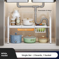 Kitchen Storage Rack, Extendable Cabinet Pot Storage Shelf, Under-Sink Storage Cabinet Organizer