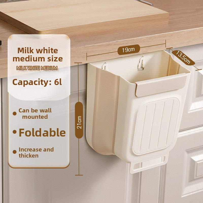Foldable Wall-Mounted Kitchen Trash Can — Space-Saving Under-Cabinet Bin