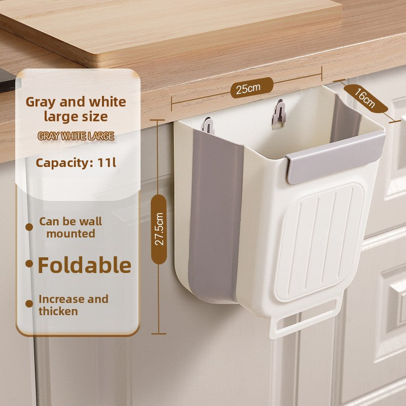 Foldable Wall-Mounted Kitchen Trash Can — Space-Saving Under-Cabinet Bin