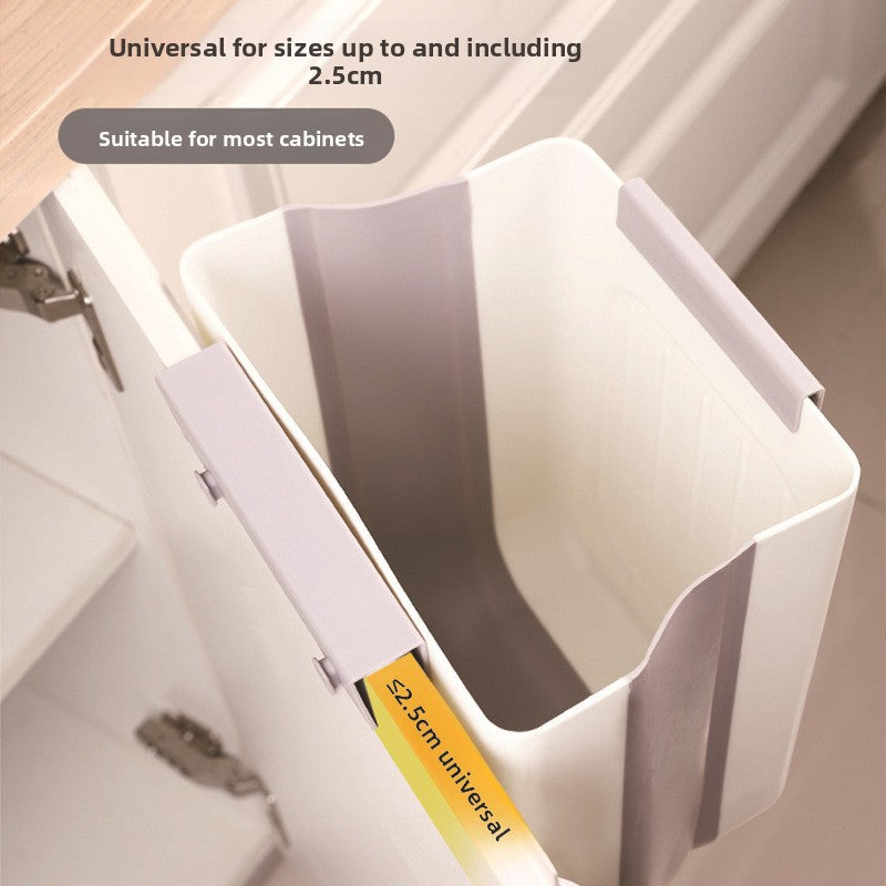 Foldable Wall-Mounted Kitchen Trash Can — Space-Saving Under-Cabinet Bin