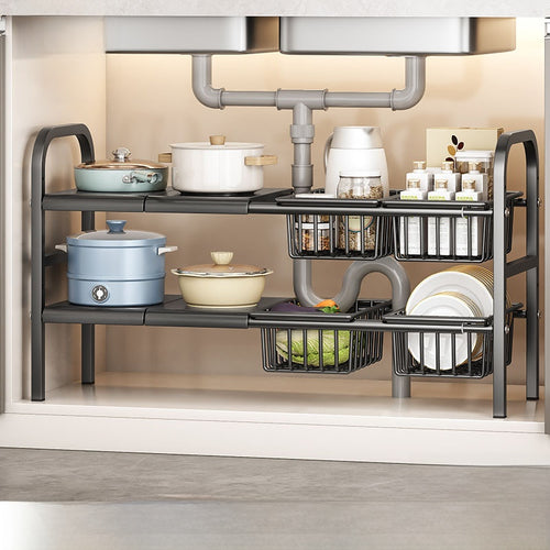 Extendable Under-Sink Cabinet Organizer | Adjustable Shelf