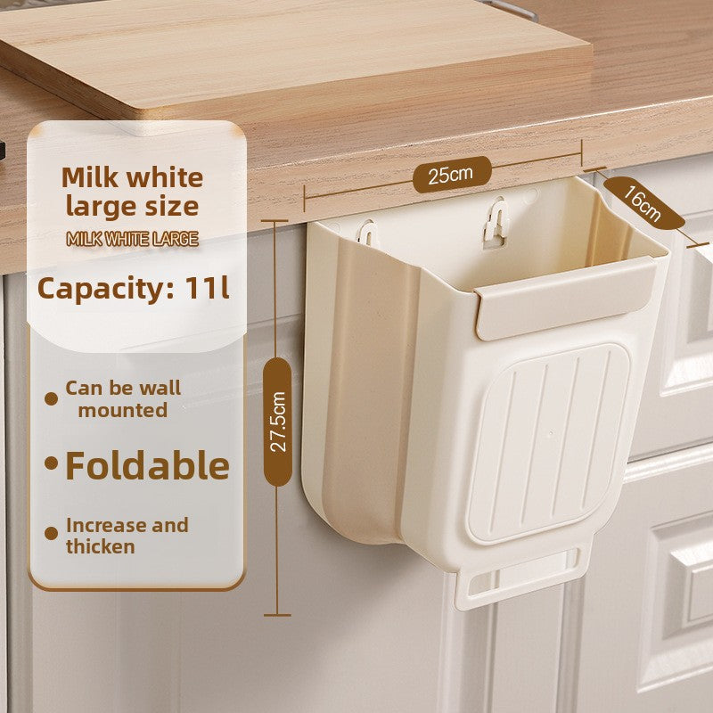 Foldable Wall-Mounted Kitchen Trash Can — Space-Saving Under-Cabinet Bin