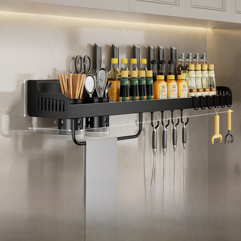 Wall Mounted Kitchen Organizer Rack | Multi-Hook Rail Storage