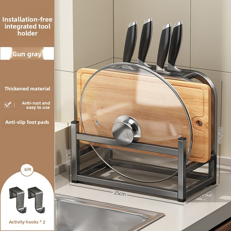 Multifunctional Kitchen Knife Storage Rack with Cutting Board Holder