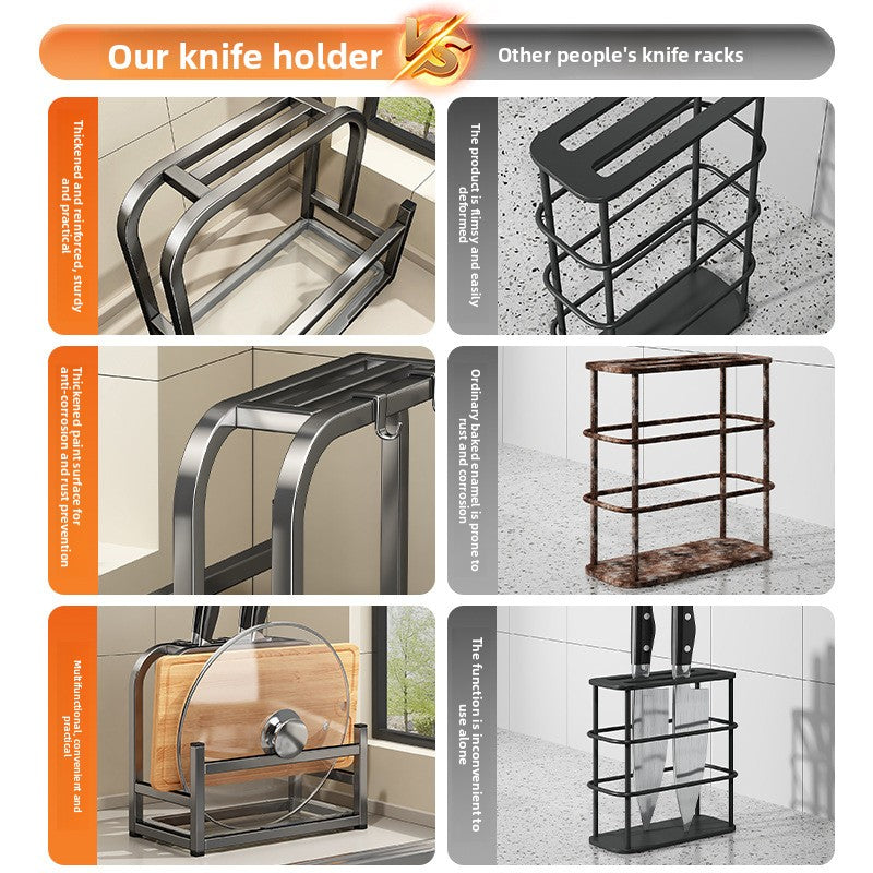 Multifunctional Kitchen Knife Storage Rack with Cutting Board Holder