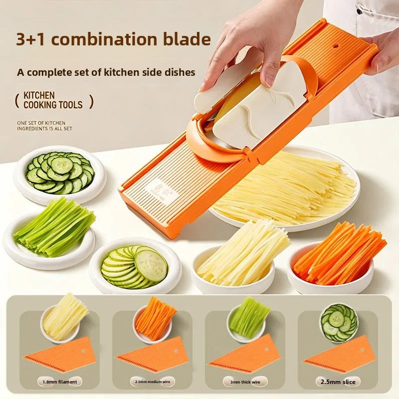 Multifunctional Vegetable Grater & Shredder — Safe Mandoline Slicer with Hand Guard