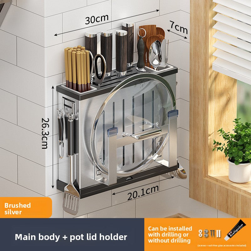 Wall Mount Knife Holder with Cutting Board Storage
