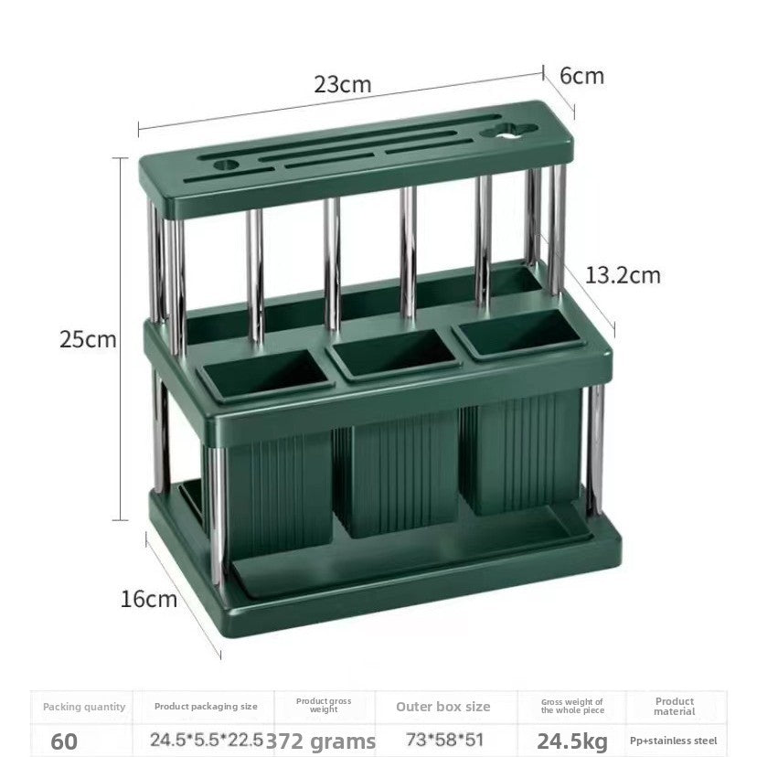 Countertop Kitchen Storage Rack — L-Shaped Knife, Chopstick & Utensil Organizer