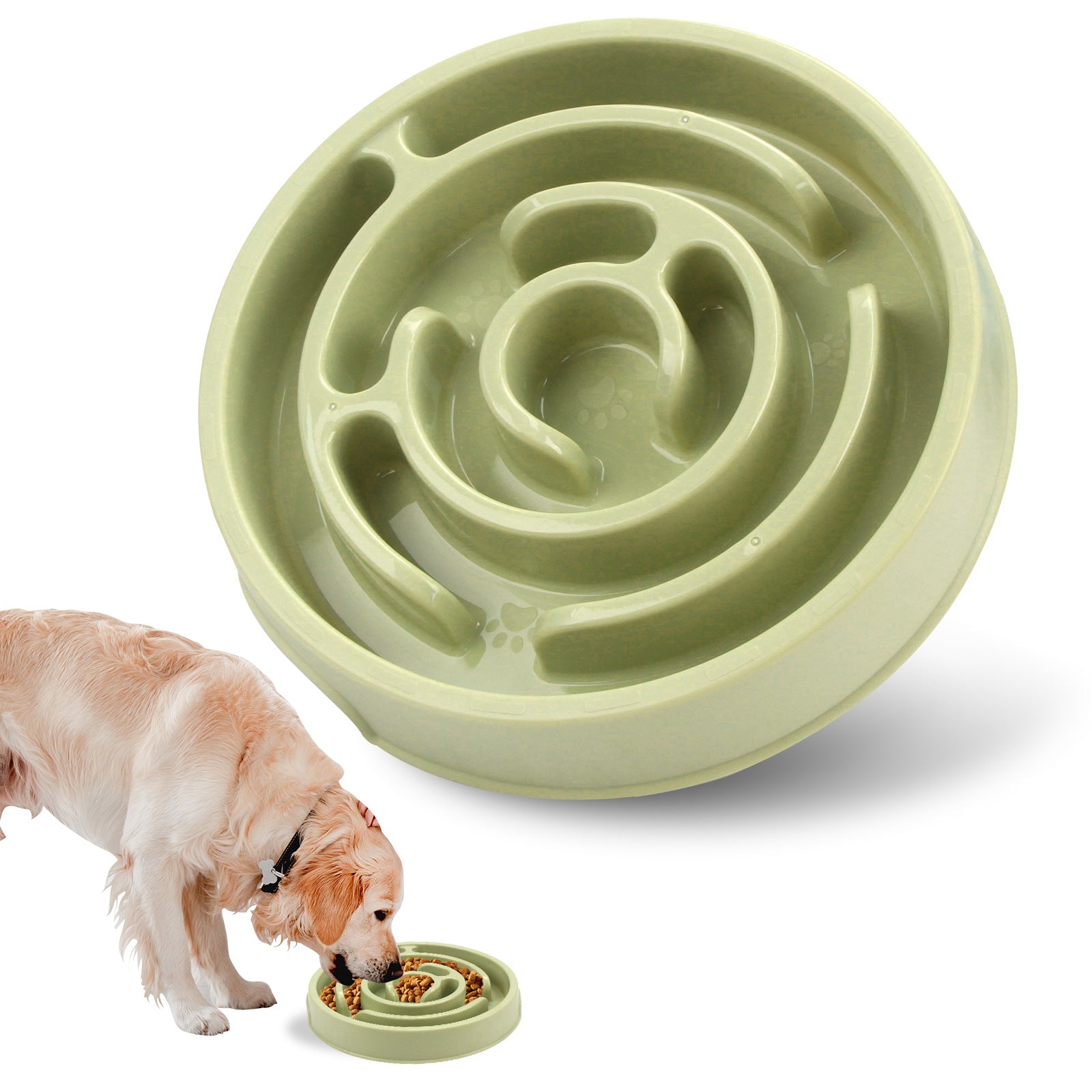 Slow Feeder Dog Bowl with Neck Guard — Anti-Bloat Raised Puzzle Bowl