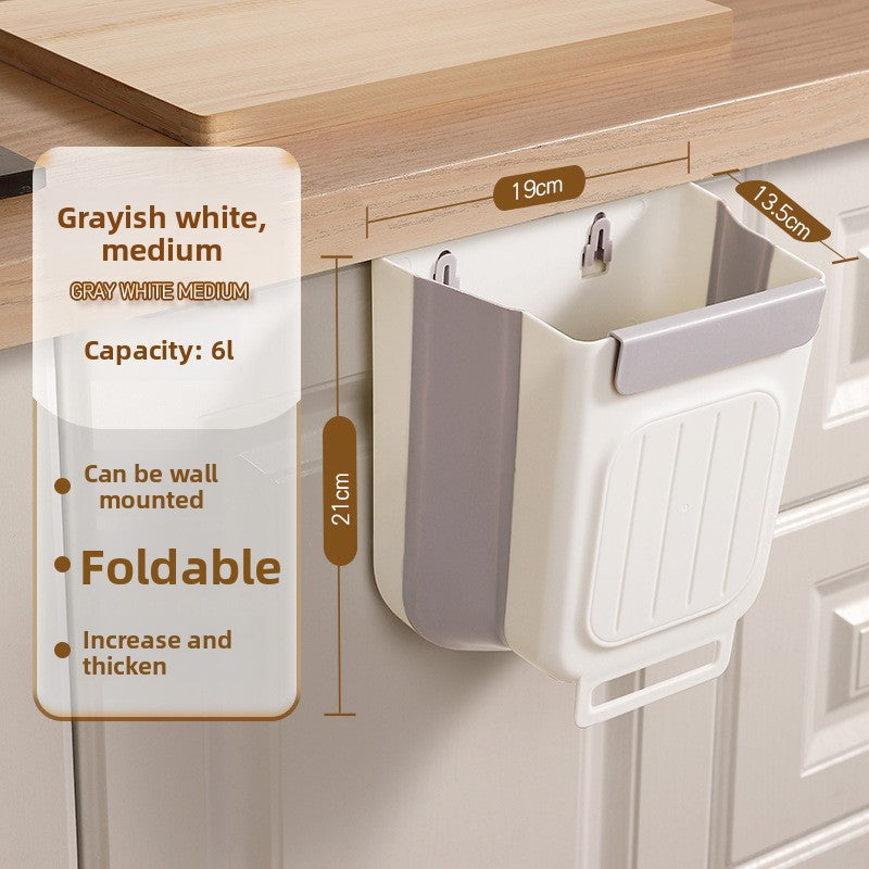 Foldable Wall-Mounted Kitchen Trash Can — Space-Saving Under-Cabinet Bin